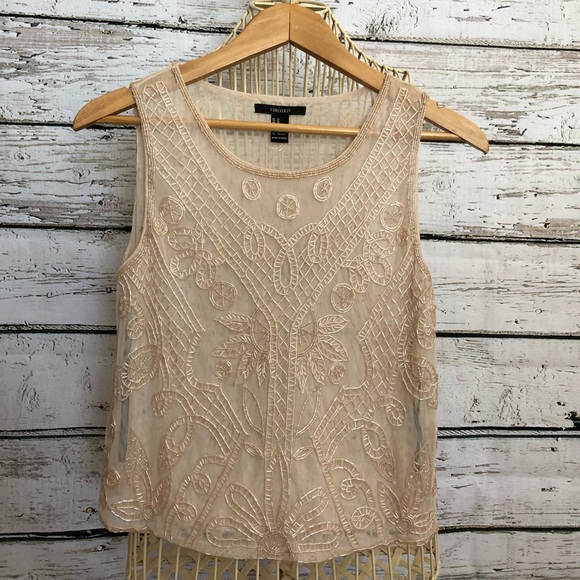 Forever 21 beaded sheer top - Picture 1 of 6